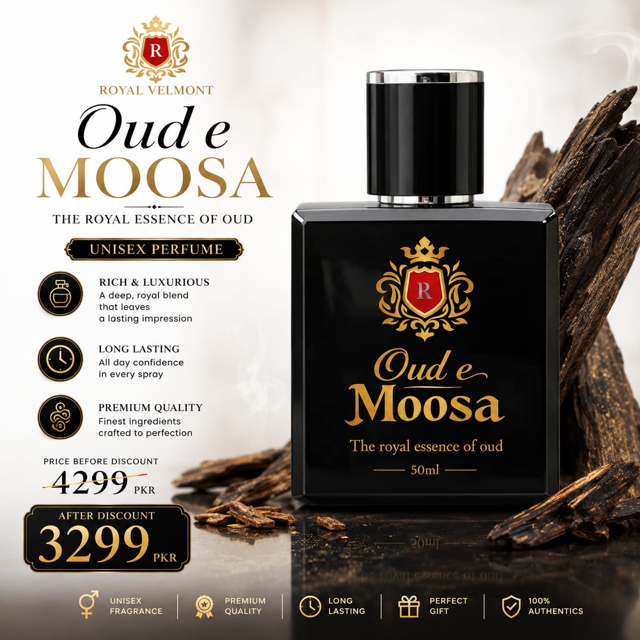 Oud e Moosa – Premium Long Lasting. Extrait De Parfum